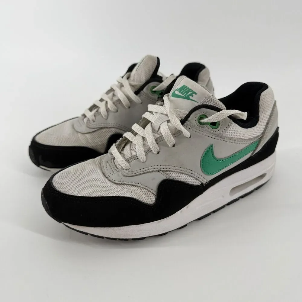 Nike Air Max 1 Shoes Sneakers Stadium Green White Black Boys 4.5Y